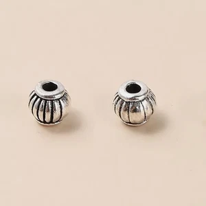 200Pcs Antique Silver Tibetan Alloy Pumpkin Metal Beads Corrugated 4mm DIY Craft - Picture 1 of 2