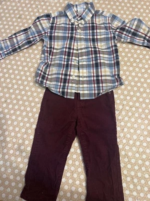 Janie and Jack  Boys 18-24 Corduroy Pants & Long Sleeve Button Up - Image 1 of 4