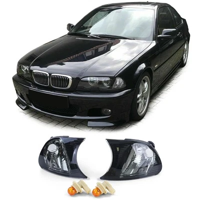Klarglas Blinker Set Schwarz Smoke passt für 3er BMW E46 Coupe Cabrio 2001-2003 - Bild 1 von 4