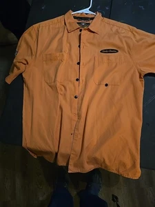 Harley Davidson Motor Genuine Button Up Mechanic Shop Shirt Embroidered LG - Picture 1 of 6
