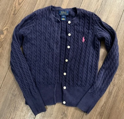 Cárdigan Polo Ralph Lauren Juvenil Tejido con Cable Azul Marino Suéter YS Pony Logo Foto 1 de 4