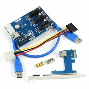 Adaptateur PCIe 1 à 3 PCI Express 1X Slots Riser Card Mini ITX 3 PCI-e Slot Neuf - Photo 1/8