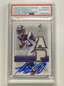 2007 SP Rookie Threads Adrian Peterson #RT-AP2 RC Patch Auto Autograph PSA DNA - Picture 1 of 2