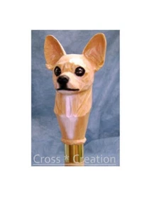 Chihuahua Grip Ergonomic Dog Head Handle Palm Stylish Wooden Walking Stick Cane - Picture 1 of 8