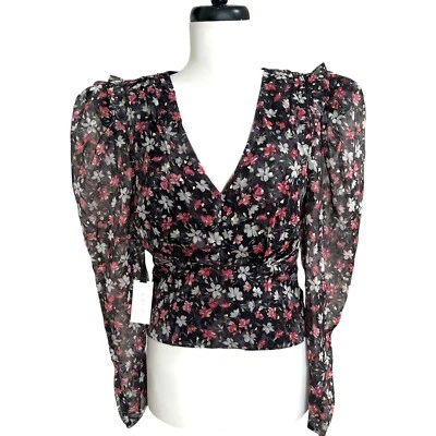 ASTR Floral Puff Sleeve Babydoll Top L Fairycore Cottagecore Romantic Boho - Image 1 of 4