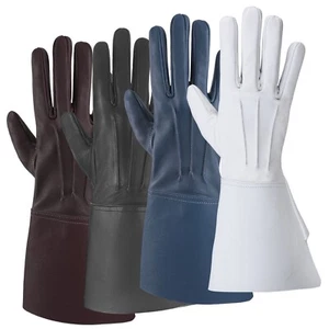  Long Cuff Gauntlets Leather Gloves Piper Drummer Band Leather Gloves Brand New - Picture 1 of 28