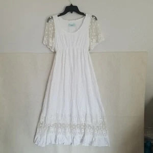 Vestido midi Deicy Fit and Flare ojales algodón encaje faisán rural blanco - Imagen 1 de 16