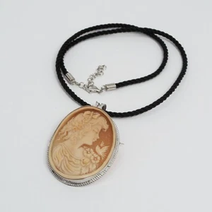 Colgante Broche Plata 925 Con Camafeo EN Corneola Face Agdv 0139 - Imagen 1 de 3