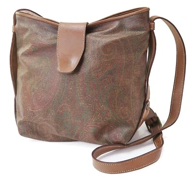 Authentic ETRO Brown Paisley Shoulder Crossbody Tote Bag Purse #53033E - Image 1 of 4