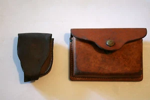 ral TWO LEATHER CASES WORN ON WAIST- LINE BELT - Picture 1 of 6