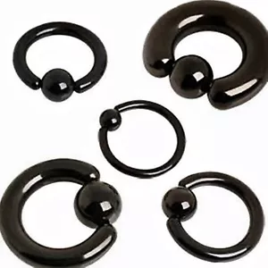 Unverlierbarer Nippelring schwer 8 Stärke 1/2" Titan schwarz IP 6mm Kugel - Bild 1 von 4