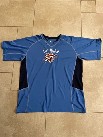 Oklahoma City Thunder Mens Sport NBA Blue Majestic Logo Short Sleeve XL Cover