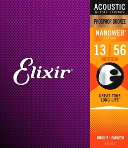 Elixir 16102 Phosphor Nanoweb Light 13-56 Acoustic Guitar Strings 1-3 Packs - Picture 1 of 2