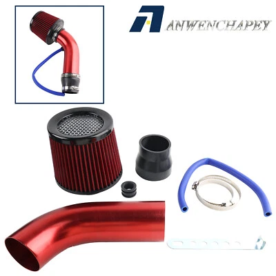 New Inlet Pipe Power Flow Hose Cold Air Intake Filter System Accessories Kit Red Foto 1 de 4