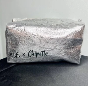 e.l.f. x Chipotle Collection Silberfolie Burrito inspiriert Reißverschluss Make-up Tasche 8”x5” - Bild 1 von 20