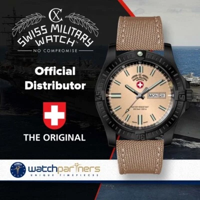 CX Swiss Military DESERT STORM Day/Date watch 42mm Khaki strap Khaki dial 3099 - image 1 of 2