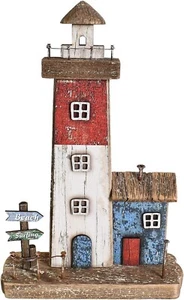 Rustic Wooden Lighthouse Tabletop Nautical Decor, Holiday Home Decorations - Picture 1 of 6