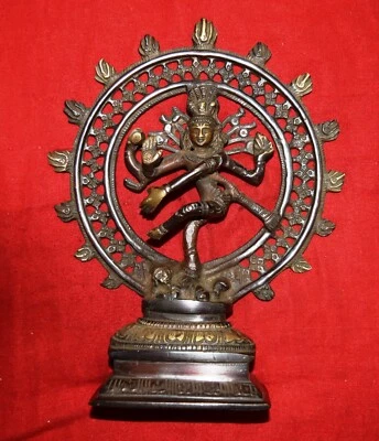 Religious God Shiva Statue Nataraja Brass Design Hand Finish Dancing Idol OP44 - Imagem 1 de 4