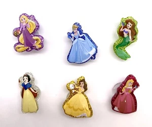 6/PCS DISNEY PRINCESS Sparkle SHOE CHARMS for CLOGS SANDALS Cinderella BELLE NEW - Picture 1 of 2