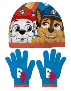 Boys Paw Patrol Hat And Gloves Set Licensed Marshall Age 2-6 Years Winter Beanie - Picture 1 of 1