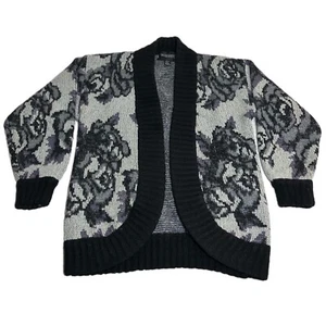 Vintage 90s Nordstrom Womens Mohair Knit Cardigan Sweatshirt Floral Jacquard - Picture 1 of 17