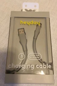 Heyday 3 piedi Micro USB per Android cavo di ricarica grigio nuovo - Foto 1 di 3