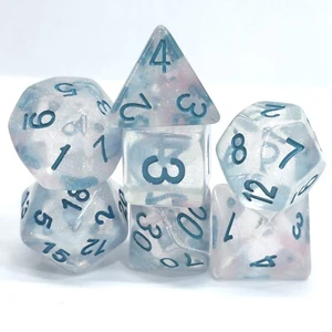 Neu 7 Stück Polyhedral Winter Walker Glitzer Würfel Set mit Würfel Tasche D&D RPG - Bild 1 von 3