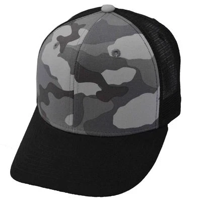Decky Camo Curved Bill Rear Mesh Trucker Snapback Cap Urban Black Camo (BUB) - Image 1 of 2