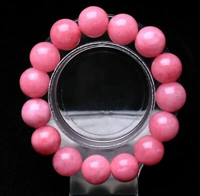 Pulsera de cuentas redondas de piedras preciosas de rodocrosita rosa 100 % Natuarl de 14 mm 7,5" Foto 1 de 4