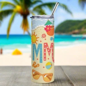 Summer Tumbler with Colorful Summer Graphics, 20oz Stainless Steel Travel Cup - Picture 1 of 9