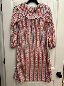 Lanz of Salzburg Girls Size Large 10/12 Nightgown Blue HeartPajamas Eyelet Trim - Picture 1 of 3