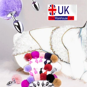 Fluffy Bunny Tail Anal Butt Plug Cosplay Silicone/Metal Stopper RolePlay Sex Toy - Picture 1 of 16
