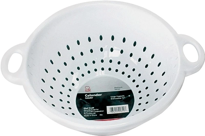 NEW Chef Craft 21311 WHITE Deep Colander, 11" x 5"  5 QT  PLASTIC - Image 1 of 1