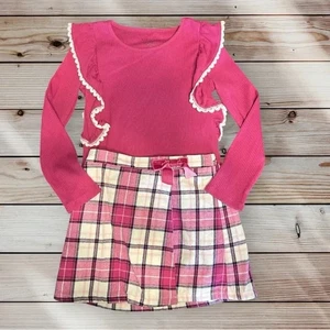 Max Studio Kids Ruffle Top and Plaid Skirt Set Girls Size Small S 5 6 - Picture 1 of 6