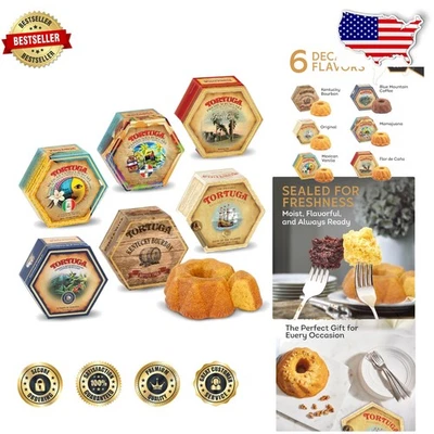 Pacote de variedades de bolo de rum gourmet 6x4 oz - caixa de presente sabores sortidos - Imagem 1 de 4