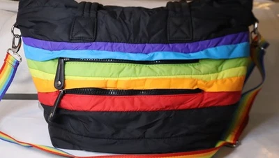 SONDRA ROBERTS BAG SQUARED PUFFER BLACK RAINBOW CROSSBODY - Imagem 1 de 4