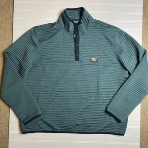 LL Bean Mens Snap T Fleece Sweater Size XXL Slightly Fitted Blue Green - Picture 1 of 6