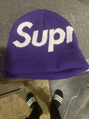 Supreme New York Big Logo Beanie OSFA Purple (FW23) NEW - Image 1 of 3