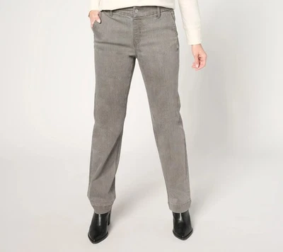 Denim & Co. Petite Easy Stretch Denim Straight Leg Trouser Jeans Dove Grey Wash - Image 1 of 3