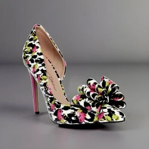 Betsey Johnson Prince-P Heels pink green black white bow brand new In box size 7 - Picture 1 of 7