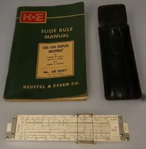 Regola diapositiva vintage K&E Keuffel & Esser Co. con custodia in pelle e manuale - Foto 1 di 4