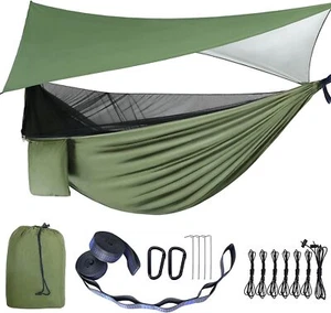 Camping Hammock with Rain Fly Tarp and Mosquito Net Rainfly Set for Outdoor 3*3M - Picture 1 of 15