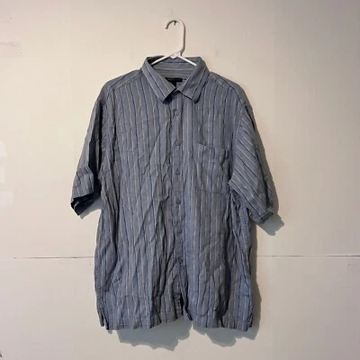 Van Heusen Studio Mens Shirt Size XL 17-17.5 Blue Striped Rayon Bamboo - Image 1 of 4