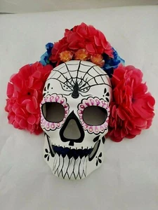 Día de Muertos,Day of the Dead full Mask With Flowers - Picture 1 of 2