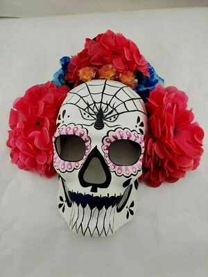 Día de Muertos,Day of the Dead full Mask With Flowers - Image 1 of 2