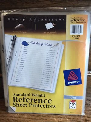 100 Avery Advantages 8 1/2"x 11" Clear Sheet Page Protectors Office Scrapbooking - Image 1 of 4
