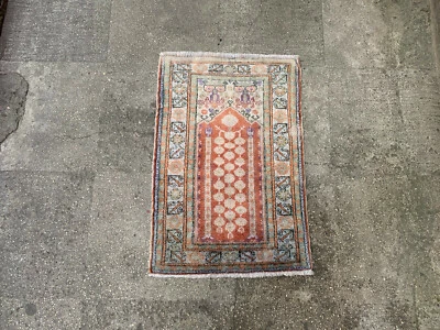 Alfombra natural vintage de 1'11'' x 2'11'' alfombra de pueblo alfombra hecha a mano.SKU:F436 Foto 1 de 4