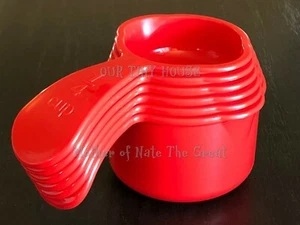 NEW Tupperware Measuring Cups Set of 6 RED Curved Embossed Handle Baking Tools - Picture 1 of 8
