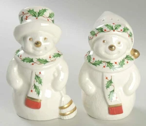 Lenox Holy Holiday Schneemann Salz & Pfefferstreuer mit Goldrand - Bild 1 von 1