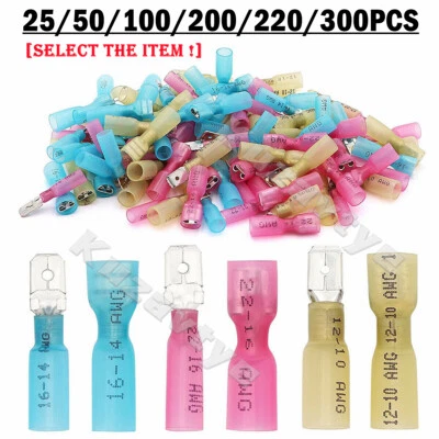 25/50/100Pcs Spade Quick Disconnect Heat Shrink Terminals Crimp Wire Connectors - Image 1 of 4